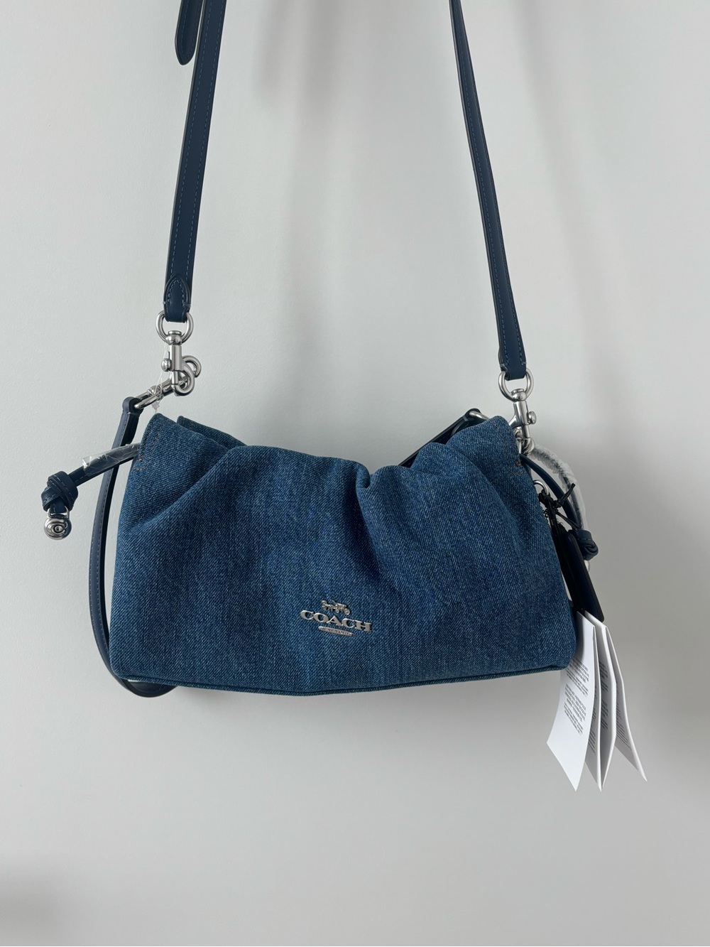 NWT Coach Faye Denim Blue Shoulder Bag - Picture 2 of 8
